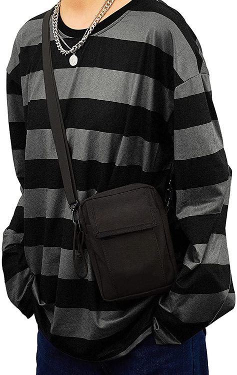 Black And Gray Striped Shirt, Black Striped Shirt Outfit, Gray Shirt Outfit, White Striped Shirt Outfit, Aesthetic Clothes Men, Alien Clothes, Grey Striped Shirt, Outfits With Striped Shirts, Black Striped Shirt