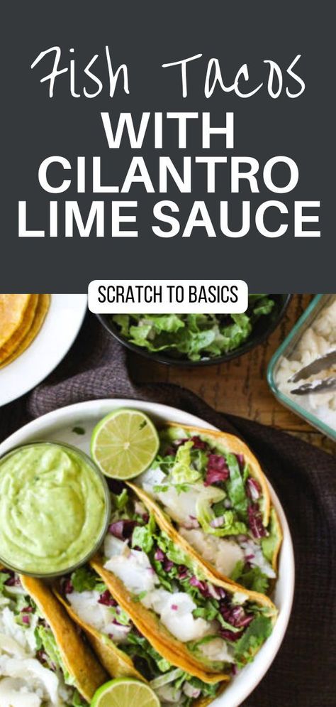 Make these fish tacos with cilantro lime sauce today, and you won’t be disappointed. These fish tacos have it all. Amazing flavor, great texture, and a delicious creamy sauce. What more could you ask for? Avocado Sauce Recipe, Taco Sauce Recipes, Cilantro Tacos, Healthy Fish Tacos, Fish Taco Sauce, Easy Fish Tacos, Creamy Avocado Sauce, Cilantro Lime Sauce, Fish Taco