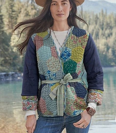 Quilted Garments, Kantha Patchwork Quilt, Patchwork Quilt Jacket, Quilt Coat, Quilted Clothes, Sundance Catalog, Quilt Jacket, Patchwork Jacket, Ladies Clothing