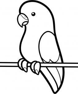 Parakeet colouring page Bird Drawing For Kids, Simple Bird Drawing, Sparrow Drawing, Birds For Kids, Bird Outline, Parrot Drawing, Animal Outline, Girl Drawing Easy, Dibujo Simple