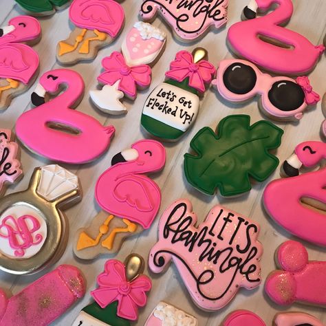 Bachelorette Party Desserts, Wedding Duties, Flamingle Bachelorette Party, Flamingo Cookies, Bach Themes, Final Flamingle, Flamingle Bachelorette, Flamingo Bachelorette Party, Flamingle Party