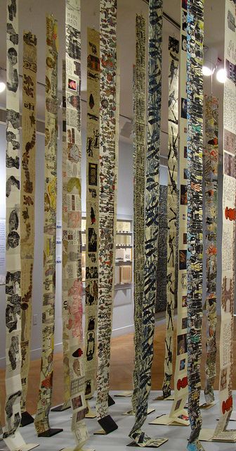 Book Installation Detail by Yeshiva University Museum Exhibitions, via Flickr Book Installation Art Ideas, Artists Books Ideas, Book Installation Art, Art Installation Ideas Student, Large Art Installation, Art Collection Ideas, Artist Books Ideas, Hanging Exhibition, Printmaking Installation