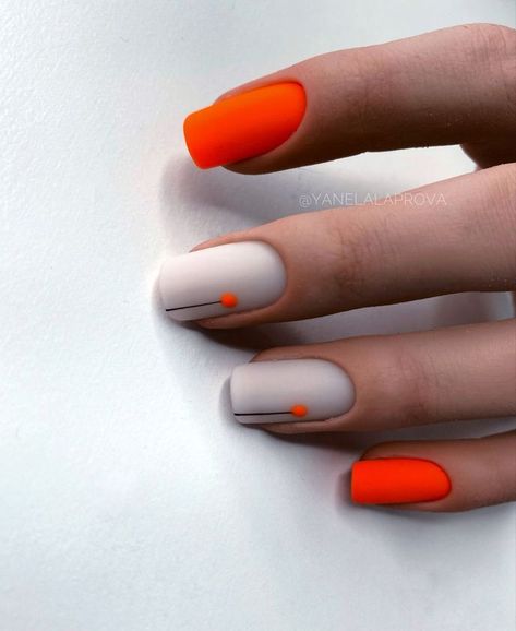 Get inspired with these trendy and vibrant summer nail designs! Discover step-by-step tutorials and tips for a perfect summer manicure. #SummerNailDesigns #SummerNails #SummerNailArt #SummerVibesNails Edgy Natural Nails, Spring Shellac Nails 2024, Pretty Orange Nails, Nail Inspo Yellow, Orange Short Nails, Orange Nails Design, Orange Nails Ideas, Orange Nail, Milky Nails