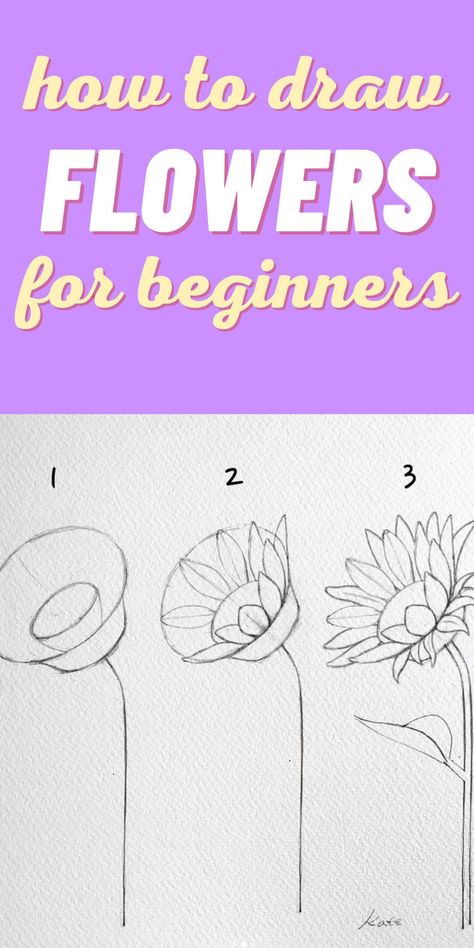 Journal Ideas Flowers, How To Draw Flowers Step By Step Easy, Aesthetic Flower Drawing Step By Step, How To Draw Rose, How To Draw Flowers Easy, Step By Step Wildflower Drawing, How To Draw A Flower, Easy To Draw Flowers, How To Draw Flowers Step By Step