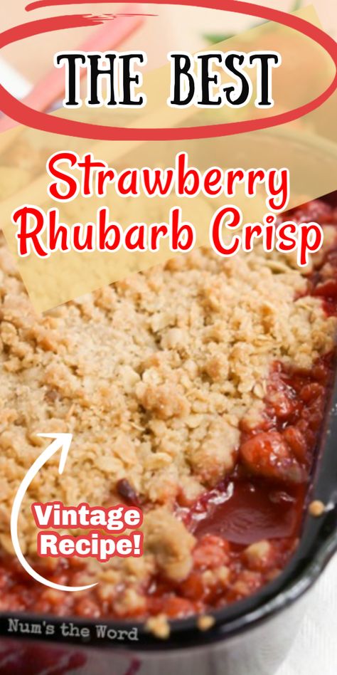 Healthy Rhubarb Recipes, Strawberry Crisp Recipe, Easy Rhubarb Recipes, Rhubarb Desserts Recipes, Strawberry Rhubarb Recipes, Rhubarb Recipes Crisp, Strawberry Rhubarb Crumble, Crisp Desserts, Strawberry Rhubarb Crisp