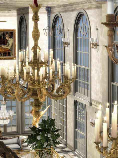 Sims 4 Neoclassical Cc, Sims 4 Throne Room, Sims 4 Ballroom Cc, Sims 4 Cc Patreon House Decor, Sims 4 Cc Royalty Clothes, Chandelier Sims 4 Cc, Sims 4 Cc Houses Patreon, Sims 4 Ballroom, Sims Bridgerton