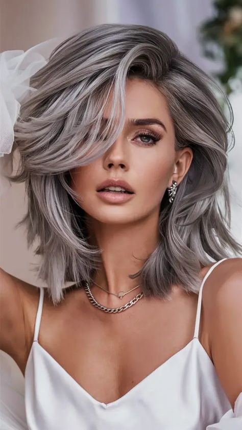 37 Winter Hair Color Trends 2024-2025: Top Ideas for Blonde, Brunette, Ombre, Red, and Bold Shades Cool Tone Hair Color Ash Blonde, White Ash Blonde Hair, Greyish Blonde Hair, Bold Highlights, Winter Hair Color Trends, Brunette Ombre, Grey Blonde Hair, Fall Blonde Hair, Frosted Hair