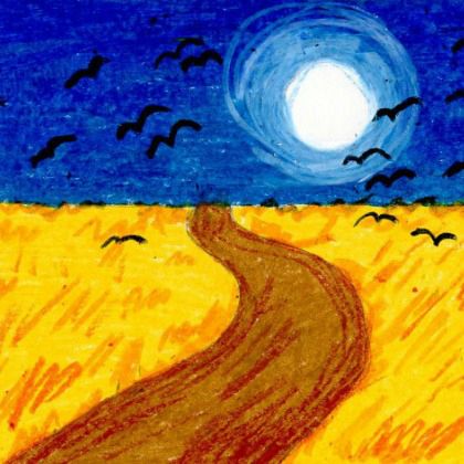 wheat field with crows Van Gogh For Kids, Van Gogh Drawings, Artist Van Gogh, 3d Art Projects, Vincent Van Gogh Art, Art Projects For Kids, Crow Art, Arte Van Gogh, Wheat Field