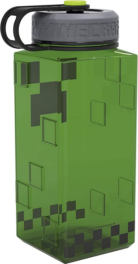 Minecraft BPA Free Water Bottle, Kids and Adults,Unisex, Durable, Sports, Portable, Reusable, Spill Proof-36 oz, Tritan, One Size : Amazon.co.uk: Sports & Outdoors Retro Gadgets, Goth Home Decor, Cool Minecraft, Cute Bedroom Decor, Minecraft Creations, Reusable Bottle, Cute Anime Profile Pictures, Minecraft Houses, Green Grey