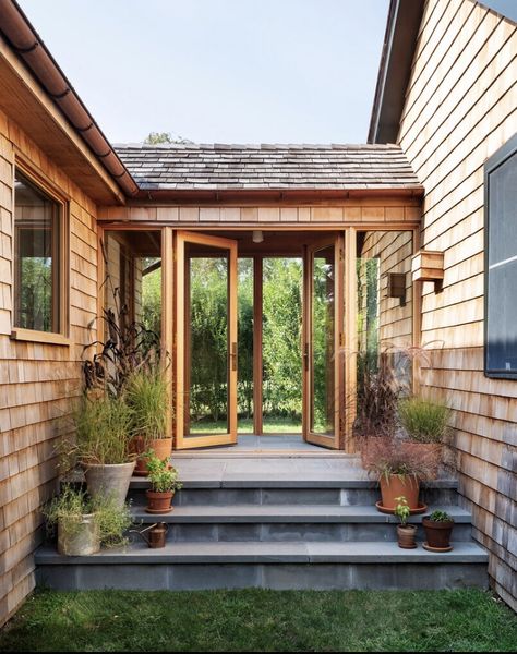 Home Addition Before And After, Cedar Shingle Roof, Summer Living Room, Shelter Island, Cedar Shingles, House Cottage, Nyc Design, Bachelor Pad, Wooden House