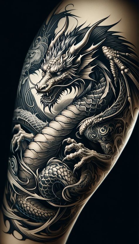 40 Times People Came Up With The Best Tattoo Designs And Shared Pics On This Online Group Dragon Tattoo Realistic, Tato Irezumi, Blue Dragon Tattoo, Tato 3d, Forearm Cover Up Tattoos, Tatuaje Trash Polka, Dragon Tattoo Back, Dragon Head Tattoo, Dragon Tattoos For Men