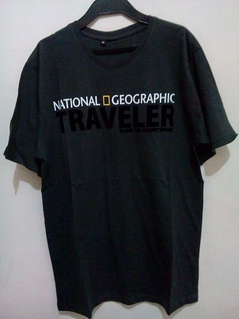 Tshirt National Geographic Traveler | Dark Grey | Cotton Combed 30s | Flock Printing | IDR 80,000 | Stock # XL : 2 pcs Save The Planet, Grey Cotton, National Geographic, Mockup, Dark Grey, T Shirts For Women, Mens Graphic Tshirt, Mens Tshirts, Grey