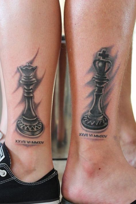 Romantic Tattoos, Chess Piece Tattoo, Chess Tattoo, Tattoos Creative, Tattoos Matching, Romantic Tattoo, Matching Best Friend Tattoos, Cute Couple Tattoos, Tattoos Infinity