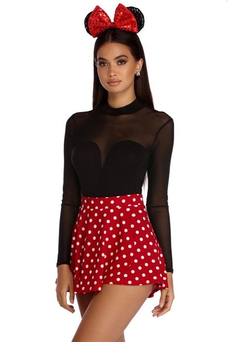 Sweet & Sultry Mesh Bodysuit | WindsorCloud Mini Mouse Costume College, Minnie Costume Women, Halloween Hair Styles, Free Hair Styles, Going Out Outfits Night Club, Minnie Costume, Hair Styles Ideas, Minnie Mouse Costume, Party Outfits Night