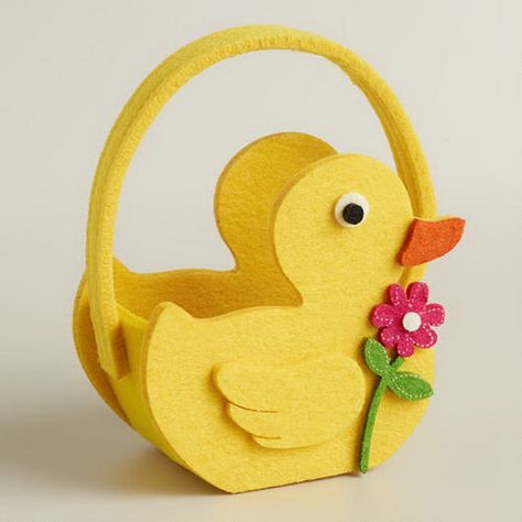 Easter Duck, Felted Basket, Foam Sheet Crafts, Felt Basket, Duck Bag, Diy Basket, Rubber Ducky, Easter Crafts For Kids, Duck Egg