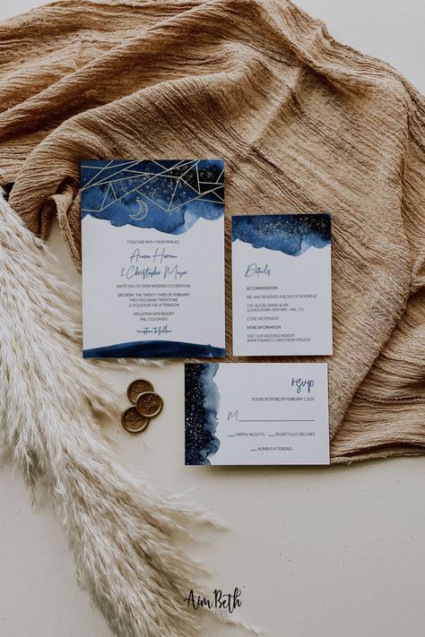 Moon Theme Wedding, Celestial Wedding Invitations, Mountain Wedding Invitations, Starry Night Wedding, Written In The Stars, Celestial Wedding, Stars Moon, Night Wedding, In The Stars