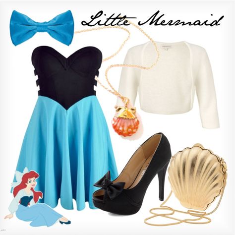 The Little Mermaid, created by elliekayba on Polyvore Little Mermaid Inspired Outfit, Mermaid Outfit Ideas, Mermaid Outfits, Disney Princess Inspired Outfits, Little Mermaid Outfit, Princess Inspired Outfits, Disney Wear, Disney Princess Outfits, Disney Themed Outfits