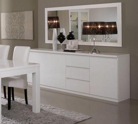 Home Decor Ideas-Home Decor Ideas Bedroom-Home Decor Ideas Livingroom Dining Room Furniture Design, Dining Room Design Modern, Buffet Decor, Dining Room Sideboard, Small Modern Home, Dinning Room Design, Dining Room Buffet, White Sideboard, Elegant Dining Room