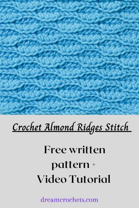 Learn to crochet the Almond ridges stitch with this simple step by step tutorial + written pattern. Also known as the amond stitch, this stitch pattern gives a beautiful textured look that is dense and warm. The stitch pattern can be used to make alot of projects from blankets, afghans, crochet beanies and so much more.

Hope you enjoy! Easy Accessories, Crochet Tulip, Crochet Beanies, Afghans Crochet, Crochet Stitches For Blankets, Crochet Stitches Free, Basic Crochet, Crochet Patterns Free Blanket, Easy Stitch