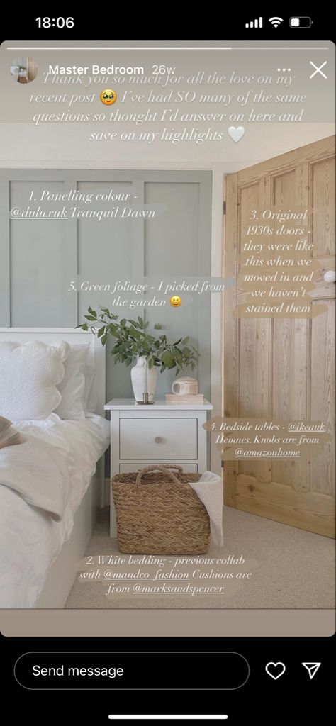 Accent Wall Sage Green, Sage Green Paint Bedroom, Sage Green Panelling, Green Paint Bedroom, Bedroom White Bedding, Green Panelling, Sage Room, Sage Bedroom, Sage Green Paint Color