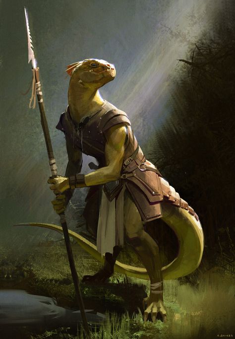 Argonian, Adam Baines on ArtStation at https://www.artstation.com/artwork/xzavP4 Lizard Folk Dnd, Female Lizardfolk, Lizardfolk Dnd, Dnd Lizardfolk, Lizardfolk Art, Lizard Folk, Elder Scrolls Art, Pathfinder Character, Non Human