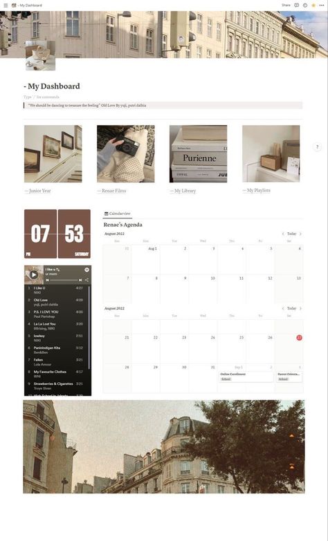Vision Board Notion, Notion Setup, Student Dashboard, Life Planner Organization, Travel Planner Template, Vision Board Template, Template Notion, Planner Minimalist, Weekly Planner Template
