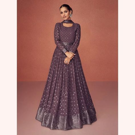 #dressesonline #eveningdresses #dressshopping #longdresses #designerdress #sabyasachidresses #dressoftheday #fashion #womenclothing #loveforfashion #indiandresses #fashionposts #indianoutfits #fashionweek #pakistanidresses #sale #partyweardress #dresses #ootd #love #weddingoutfits #onlineshopping #instafashion #bollywood #beautifuldress #Salwarkameez #fashionblogger #dressforgirl #weddingdress #bridalweddingdress #bridedress #bridalwear #sangeetdress #shalwarkameez #pantstylesuit #etsysale Floor Length Dresses Indian, Long Anarkali Dress, Purple Anarkali, Floor Length Anarkali, Western Gown, Indo Western Gown, Georgette Anarkali, Long Anarkali, Party Wear Gown