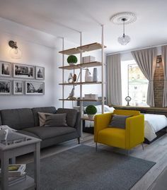 Modern Ideas Doing the Trick of Adding Spacious Look to Small Rooms Reka Bentuk Bilik Tidur, Deco Studio, Decor Studio, Studio Apartment Layout, Apartment Layout, Studio Apartments, Trendy Living Rooms, Small Apartment Decorating, Design Room