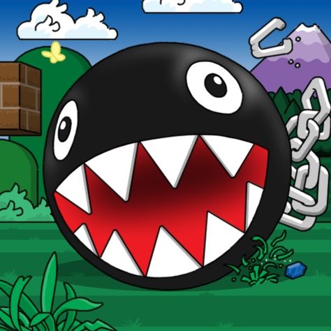 Chain Chomp Pfp, Chain Chomp Art, Mario Chomper, Mario Chain Chomp, Mario Pumpkin, Chain Chomp, Chomp Chomp, Creepy Images, Doodle Tattoo