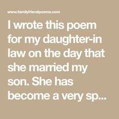 Quotes For Daughter In Law, Mother Of Groom Speech, Gifts For Daughter In Law, Poem To My Daughter, Daughter In Law Quotes, Mother Son Wedding Dance, In Law Quotes, Rehearsal Dinner Planning, Birthday Gifts For Daughter