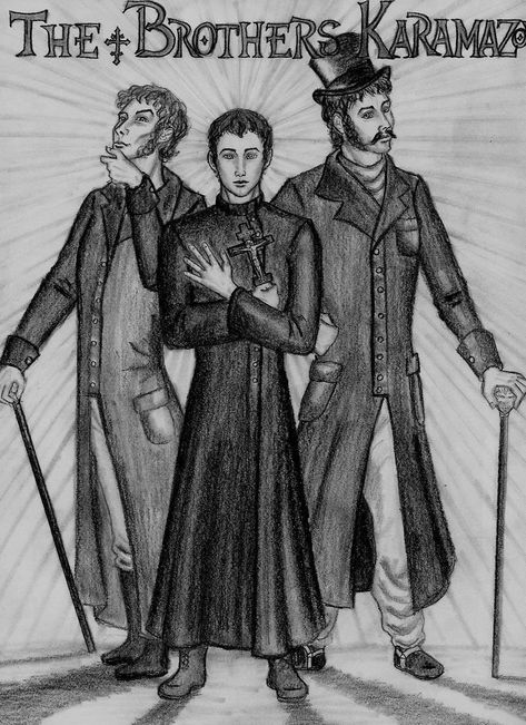 The Brothers Karamazov by Theophilia on DeviantArt The Karamazov Brothers, Karamazov Brothers, The Grand Inquisitor, Too Emotional, Grand Inquisitor, Brothers Karamazov, The Guernsey Literary, St Ambrose, Three Characters