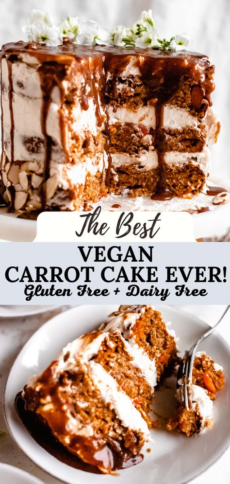 Best Vegan Carrot Cake, Vegan Gluten Free Cake, Vegan Carrot Cake, Cake Gluten Free, Gluten Free Carrot Cake, Dairy Free Cream Cheese, Vegan Gluten Free Desserts, Vegan Baking Recipes, Vegan Carrot Cakes