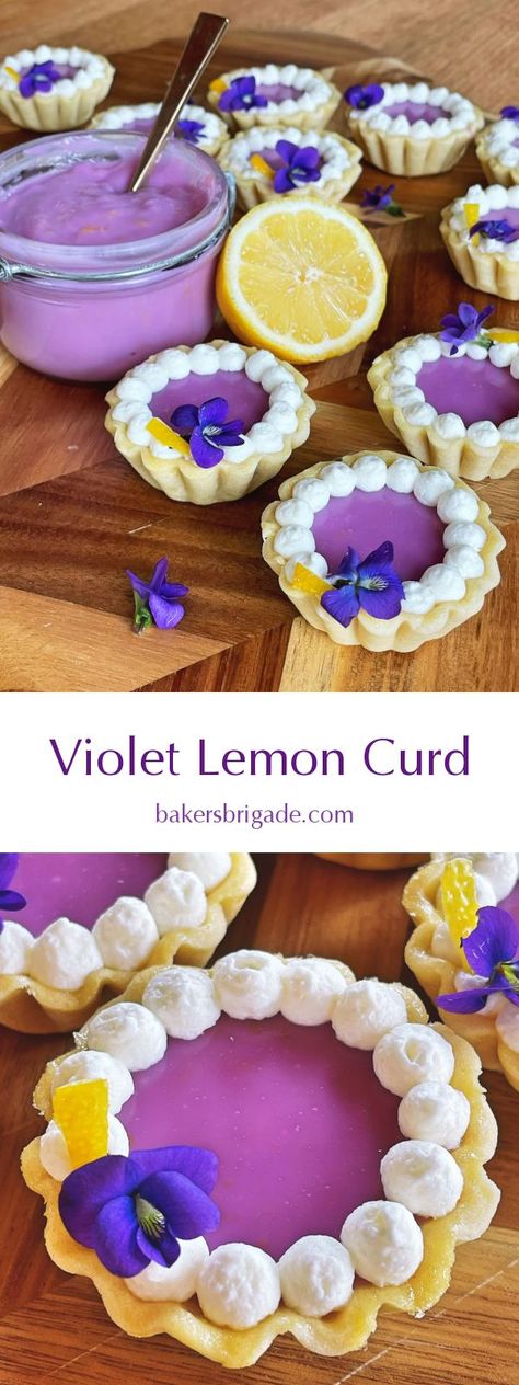 Sweet, bright, and tart with a delicate floral flavor, this violet curd gets its magocal color from wild-gathered violets. Candied Lemon Peel, Kitchen Witch Recipes, Foraging Recipes, Foraged Food, Party Dishes, Sweet Snacks Recipes, Flower Food, Lemon Peel, Lemon Curd