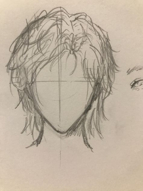 Guy Hair Sketch, Men Hair Side Profile Drawing, Front Hair Ideas, Simple Hair Drawing Male, Hair Ideas For Drawing, Side View Hair Drawing Boy, Hair Sketch Male Side, Messy Hair Sketch, How To Draw Messy Hair