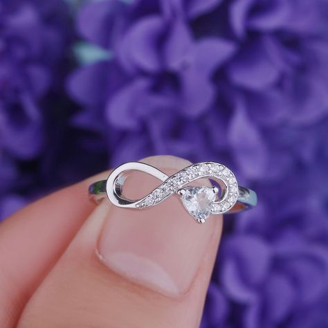 jewerlry women fashion Infinity Promise Rings, Infinity Ring Design, Silver Rings For Women Unique, Heart Infinity Ring, Ladies Silver Rings, German Jewelry, Silver Infinity Ring, Deer Jewelry, Heart Promise Rings