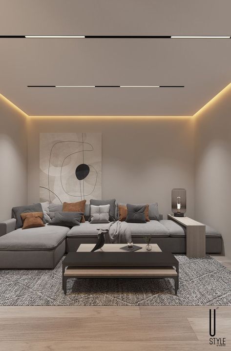 Floating Ceiling Lighting, Roof Gypsum Designs, Drawing Room Pop Design, Track Light Ceiling Design, Flat Gypsum Ceiling Design, Celling Design Living Room Modern, Gypsum Ceiling Design Bedroom Modern, Celling Lights, Modern False Ceiling