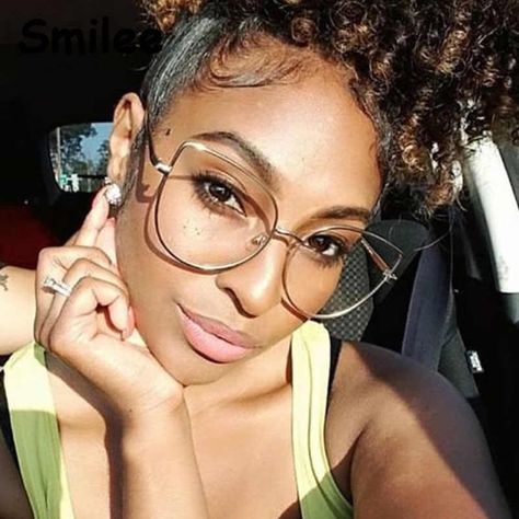 Optical Glasses Women, Feed In Ponytail, Afro Ponytail, Puff Ponytail, Womens Eyewear Frames, Fake Glasses, Blonde Ponytail, Womens Glasses Frames, Clear Lens Glasses