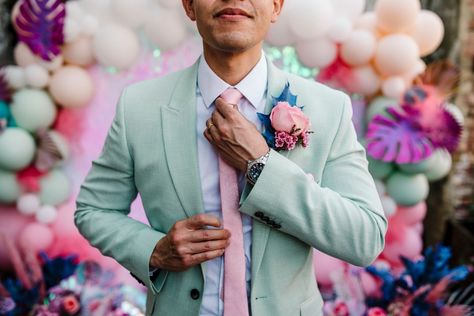 Creative wedding photographer on Instagram: "STORYTIME! Have you ever wondered why it's considered "traditional" for men's suits to be grey, blue, black or brown, but not hot pink…" Coat Suit For Men, Groom Colours, Modern Groom, Wedding Outfit Men, Pastel Wedding, Festival Vibes, Groom Suit, Creative Wedding, Pink Turquoise