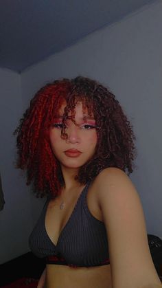 Peekaboo Hair Color Curly, Red Halo Hair, Short Bleached Hair, Peekaboo Hair Colors, Dyed Curly Hair, World Hair, Biracial Hair, Peekaboo Hair, Red Curly Hair