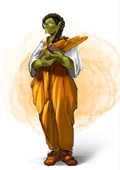 Baker Character, Dnd Orc, Dnd Druid, Npc Art, Dnd Stories, Half Orc, Dnd Character Art, Npc Ideas, Dnd Npc