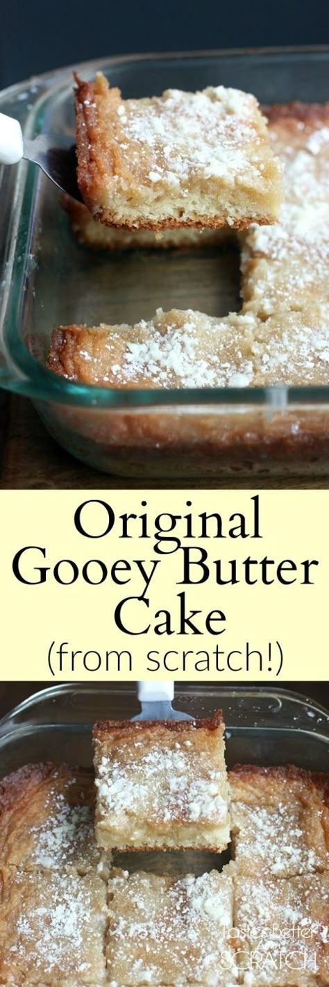 Saint Louis Original Gooey Butter Cake recipe made from scratch! One of my FAVORITE cakes, and this recipe is the real deal! ! Gooey Butter Cake Recipe, Gooey Cake, Gooey Butter, Kek Lapis, Gooey Butter Cake, Butter Cake Recipe, Cake Mug, Ooey Gooey, Macaroni Salad