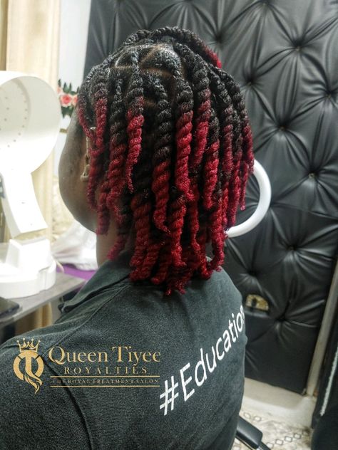 Colored 2 Strand Twist, Red Dip Dye Hair, Burgundy Natural Hair, Black And Burgundy Hair, Two Strand Twist Out, Nappy Hairstyles, Burgundy Hair Color, Black Hair Short Cuts, Natural Hair Twist Out