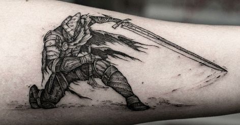 Dark Souls Tattoo, Pegasus Tattoo, Soldier Tattoo, Stick Tattoo, Medieval Tattoo, Tattoo Process, Knight Tattoo, Soul Tattoo, Bicep Tattoo