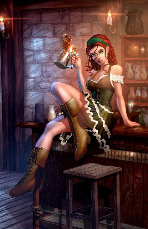 Barmaid by vest.deviantart.com on @DeviantArt Fantasy Tavern, Bar Maid, Redhead Art, Conceptual Artwork, Steampunk Pirate, Dnd Character Art, Pirate Art, Pirate Woman, Fantasy Comics