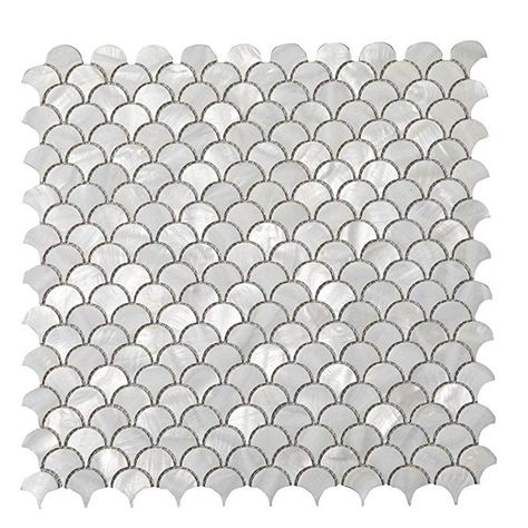 Amazon.com: Diflart Oyster Mother of Pearl Fan Shaped Fish Scale Shell Mosaic Tile 10 Sheets/Box (Fan-Shaped, Pearl Shell): Gateway Seashell Fish, Stone Tile Backsplash, Herringbone Mosaic Tile, Shell Tiles, Penny Round Mosaic, Shell Mosaic, Fish Scale Pattern, Stone Backsplash, Ivy Hill Tile