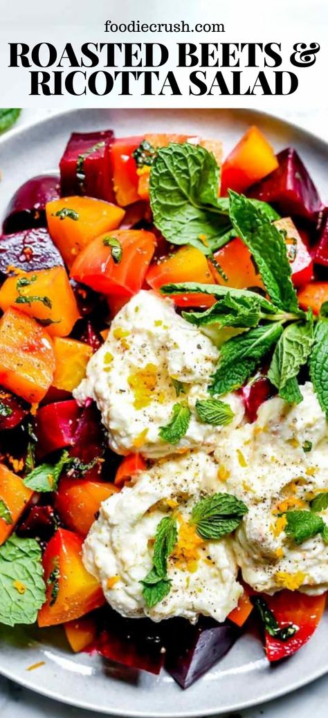 Italian Beet Salad, Recipe With Beets Dinners, Roasted Beet And Orange Salad, Beets And Ricotta, Roasted Beets Whipped Ricotta, Ricotta Cheese Salad Recipes, Beet Ricotta Salad, Salad With Ricotta Cheese, Roasted Beet Salad Recipes