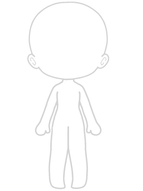 Front Facing Chibi Base, Gacha Body Base Front Facing, Gacha Life Front Facing Base, Chibi Doll Drawing, Front Facing Gacha Base, Gacha Front Facing Base, Chibi Body Base, Chibi Template, Easy Chibi Drawings