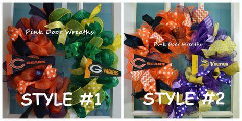 . House Divided Wreath Football, Chicago Bears Wreath, Football Team Wreaths, House Divided Football, House Divided Wreath, Football Wreaths, Team Decor, Baseball Wreaths, Sports Wreaths