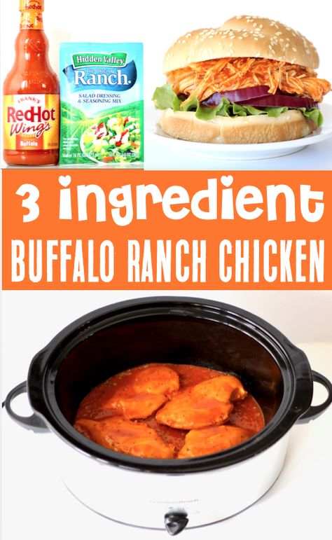 Buffalo Chicken Recipe, Ranch Chicken Crockpot, Chicken Buffalo, Dinner Videos, Buffalo Ranch Chicken, Crockpot Buffalo Chicken, Slider Rolls, Buffalo Chicken Recipes, Buffalo Ranch