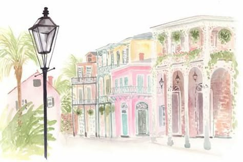 Pastel Town Aesthetic, New Orleans Watercolor Art, Wall Prints Horizontal, Cute Prints Aesthetic, French Art Prints, Horizontal Prints, Whats Wallpaper, Parisian Art, Banana Plants